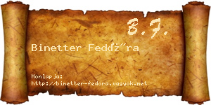 Binetter Fedóra névjegykártya